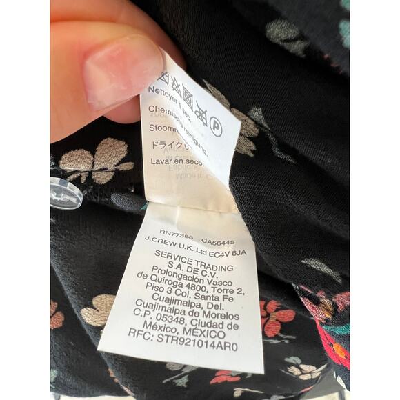 Madewell Black Wrap Top in Pressed Flowers 3/4 Sleeve Cropped Size S - Picture 9 of 10